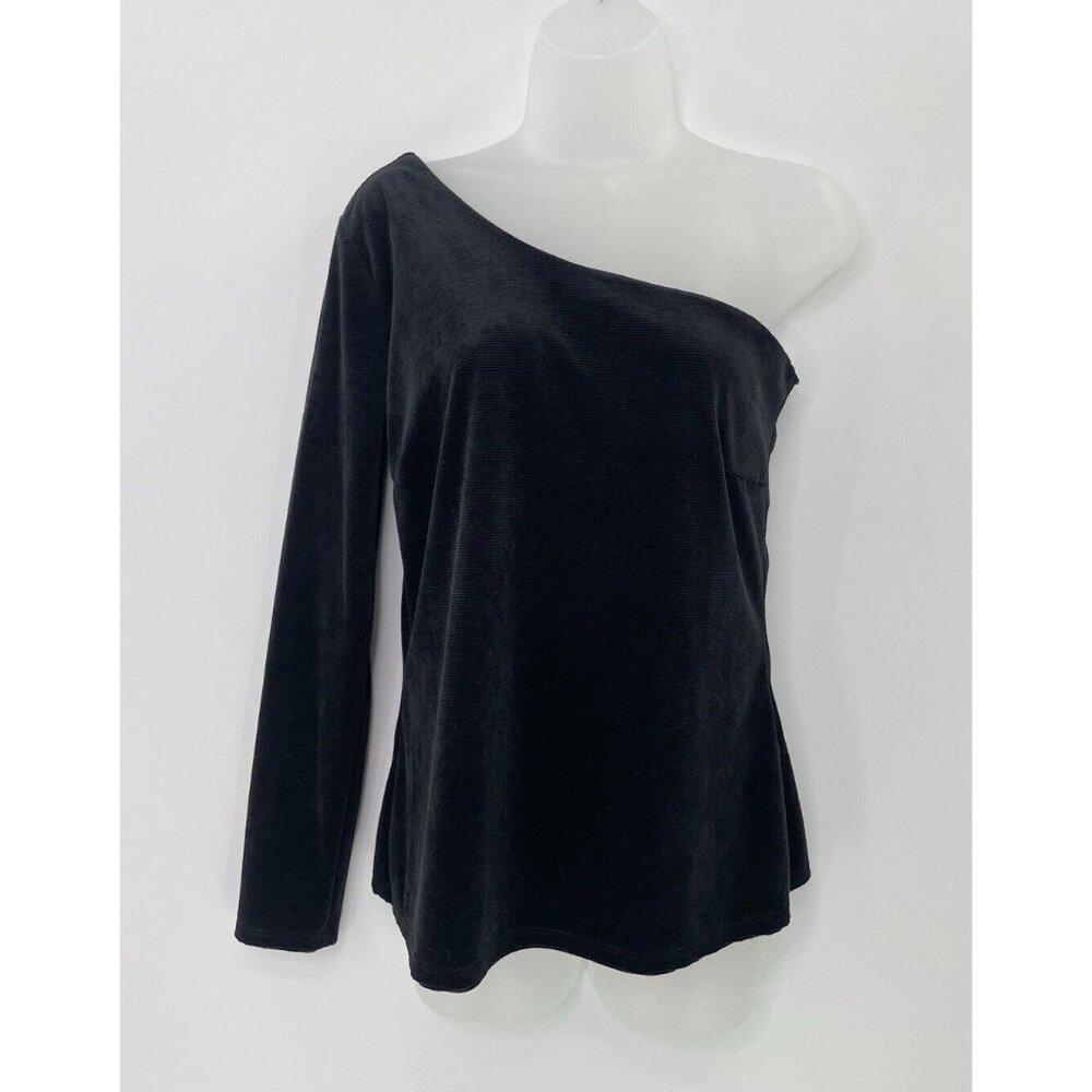 Kaileigh Women’s Single‎ Shoulder Black Fitted Blouse Size Medium Made In USA